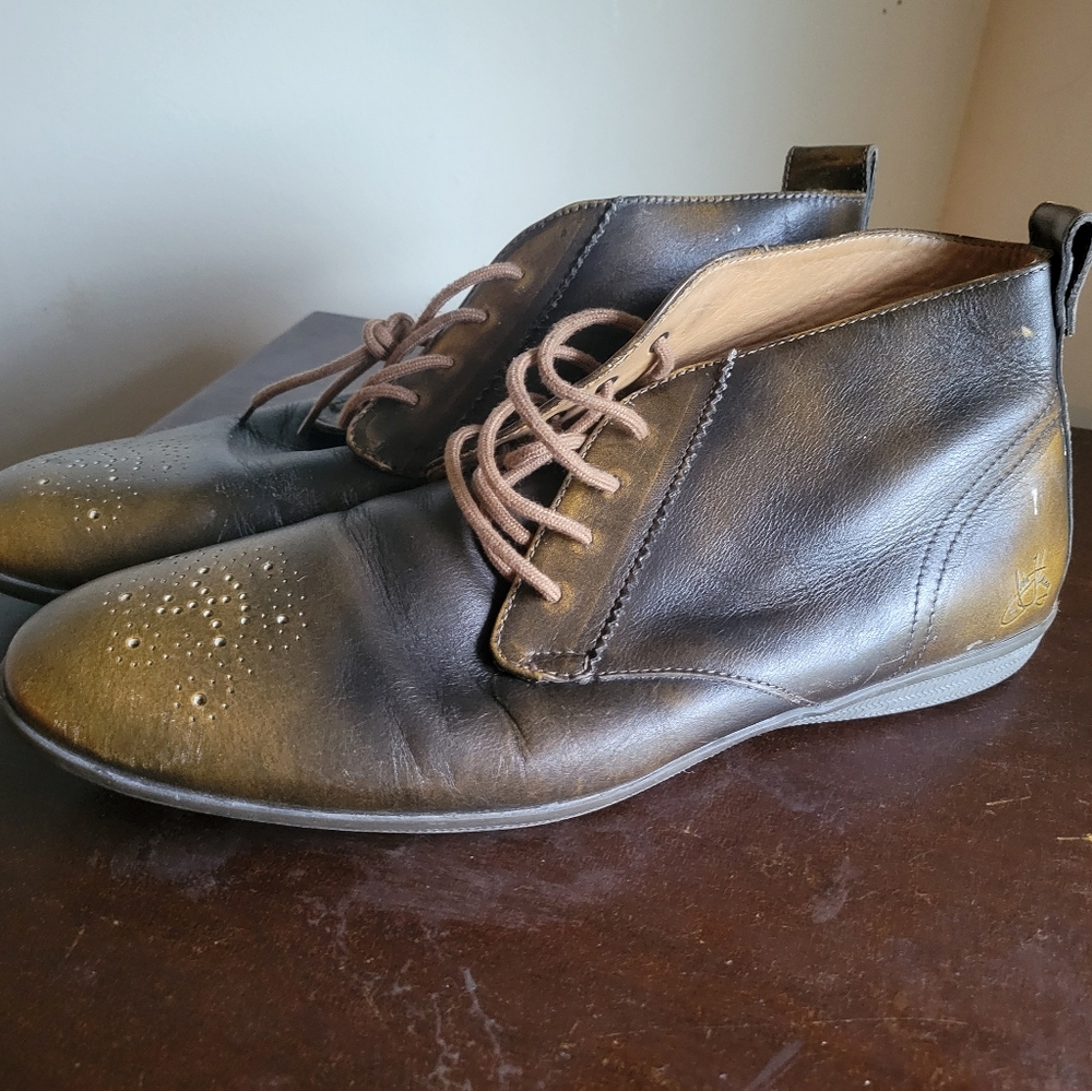 Green/Brown Fluevog Leather Men's Shoes